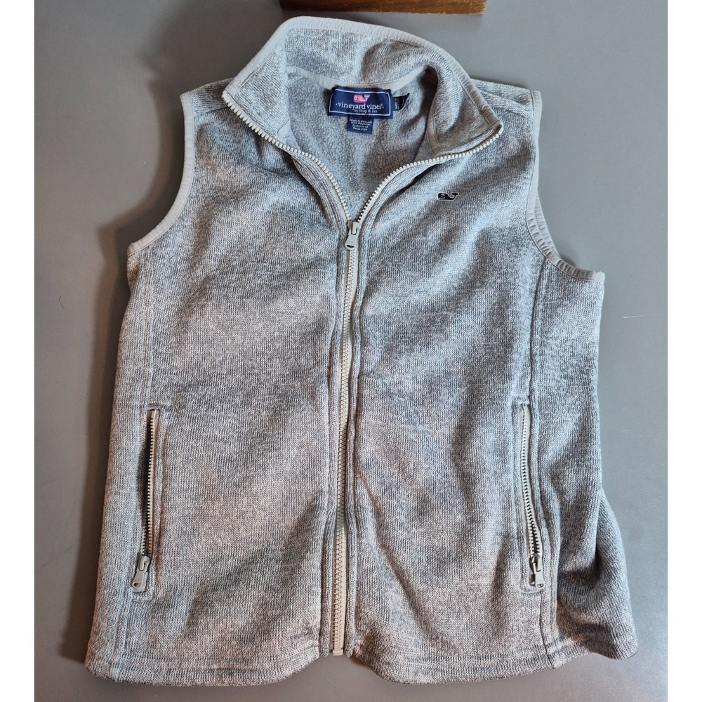 Vineyard Vines Boys Fleece Vest Full Zip L Large 16 Gray